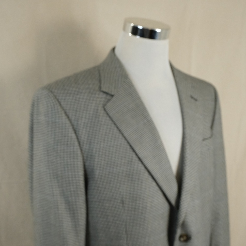 Jos. A. Bank 44R Sport Coat Silk Wool Black White Houndstooth Two Button Vented